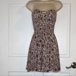 Floral open back strapless size cut outs sun dress